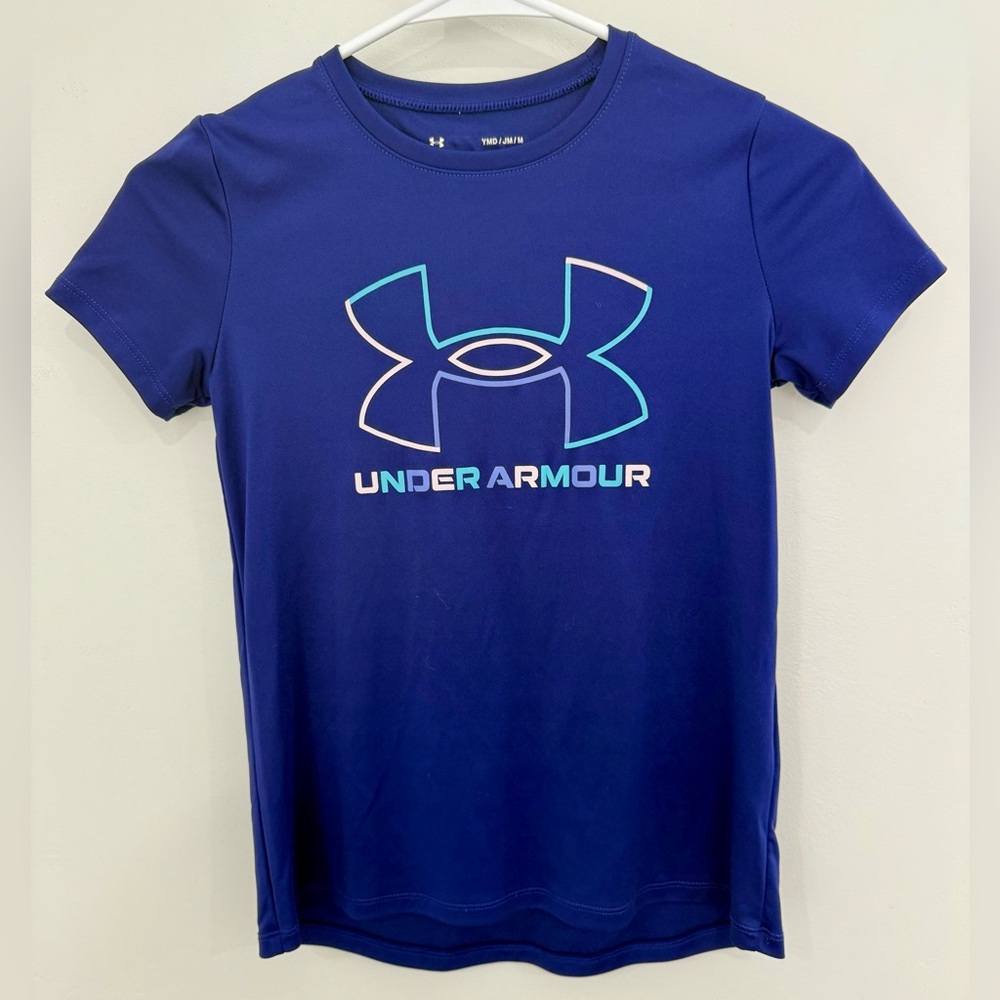 Under Armour Girls' Tech Print Big Logo Short Sleeve Crew